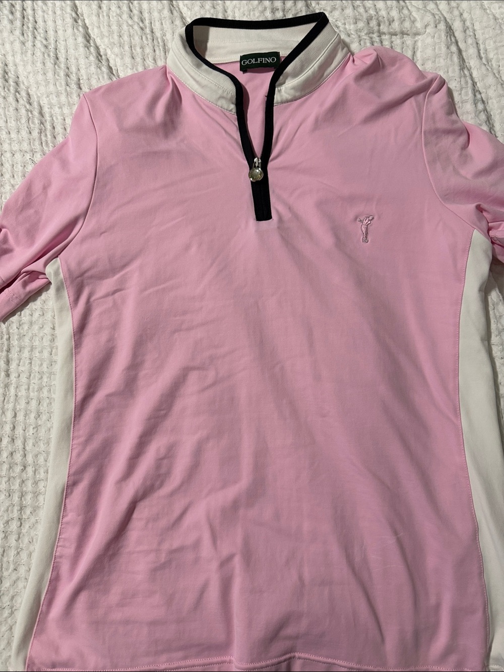 GOLFINO Pink Quarter-Zip Golf Top with Contrast Trim